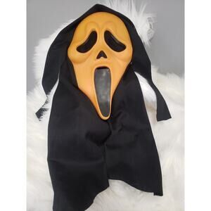 Vintage Easter Unlimited Orange Halloween GhostFace‎ Mask Scream Fun World Rare